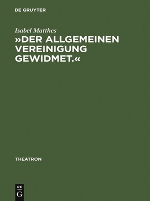 cover image of »Der allgemeinen Vereinigung gewidmet.«